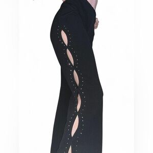 Y2K Black Rhinestone Cut Out Pants
